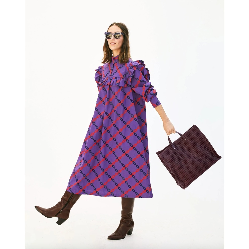 Clare V Charlotte chain print midi shirt dress size XS‎ NWT Parisian chic